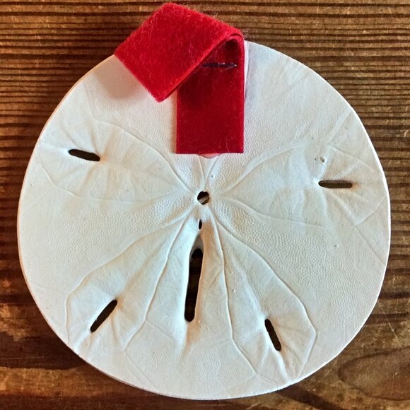 Sand Dollar Ornament Santa Mouse with Cheese Sack Christmas Beach Decor - Picture 3 of 4